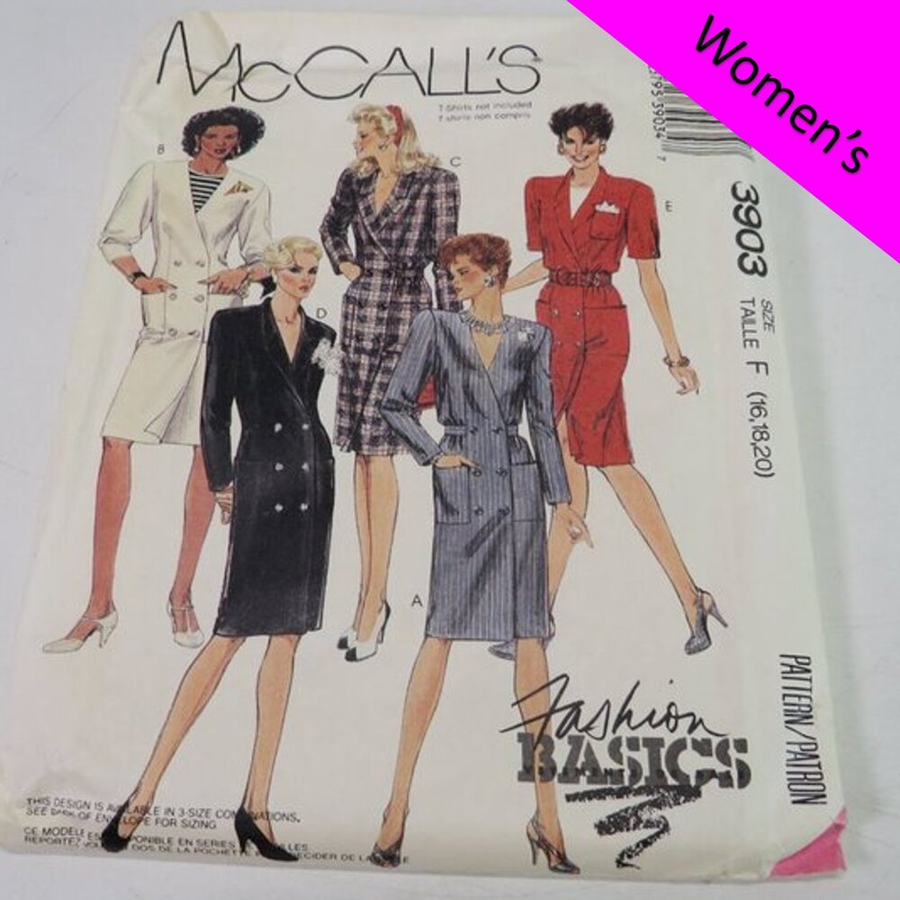 McCall's 3903 sewing pattern size 16-18 dress (fitted) double breasted button